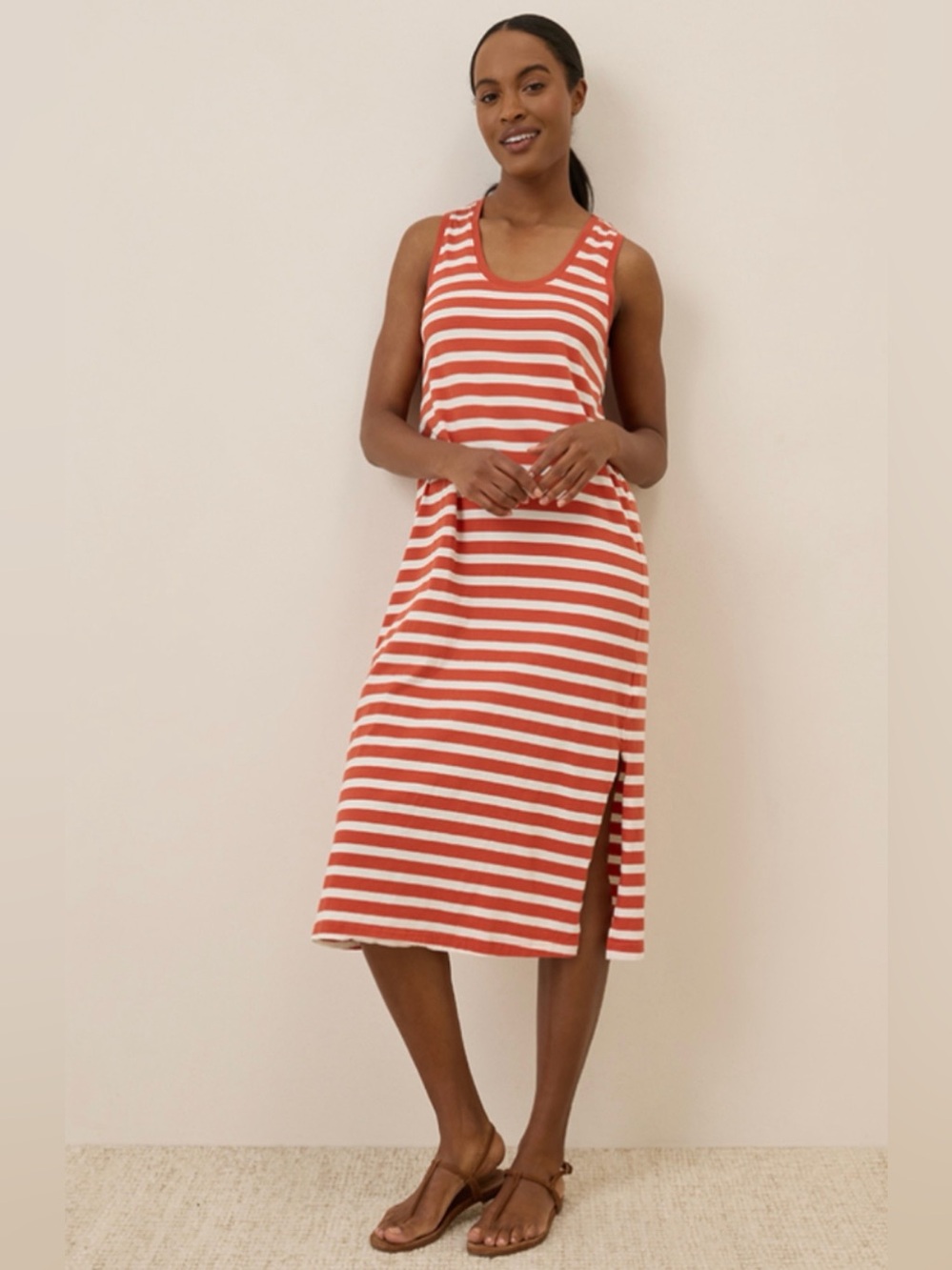 Pact Women's Palisade Stripe
Softspun Tank Midi Dress, Orange, Size Medium